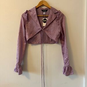 NWT KIM SHUI SSENSE Exclusive Purple Cropped Blouse | Size XS
